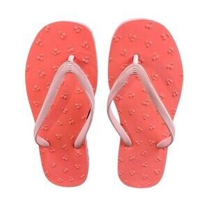 Womens Flip Flop Beach Sandals  Women's 7  Pink / Coral Cherry Footbed  NWOB